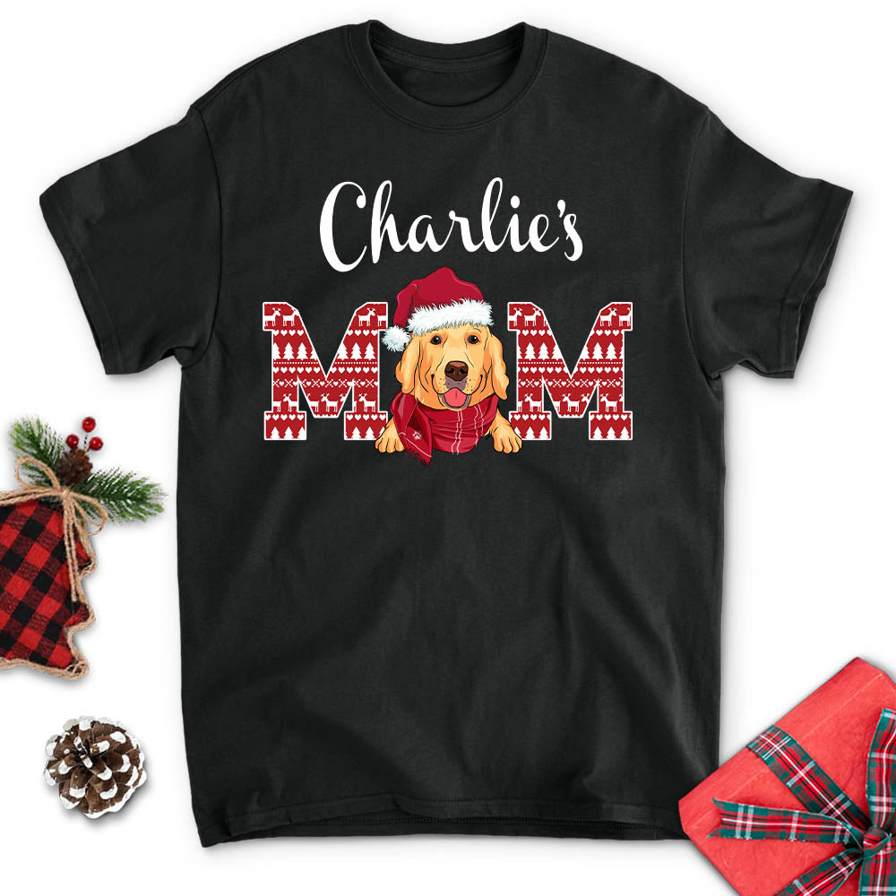 Customizable Red Pattern Dog Mom/Dad Unisex T-shirt - Ideal Gift for Pet Lovers