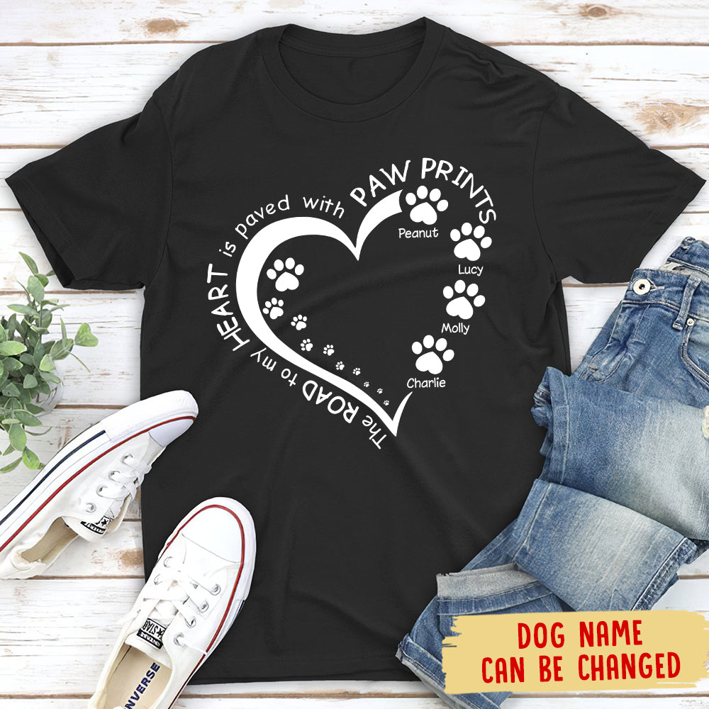 Personalized Unisex Paw Prints Heart T-shirt - Ideal Gift for Pet Lovers