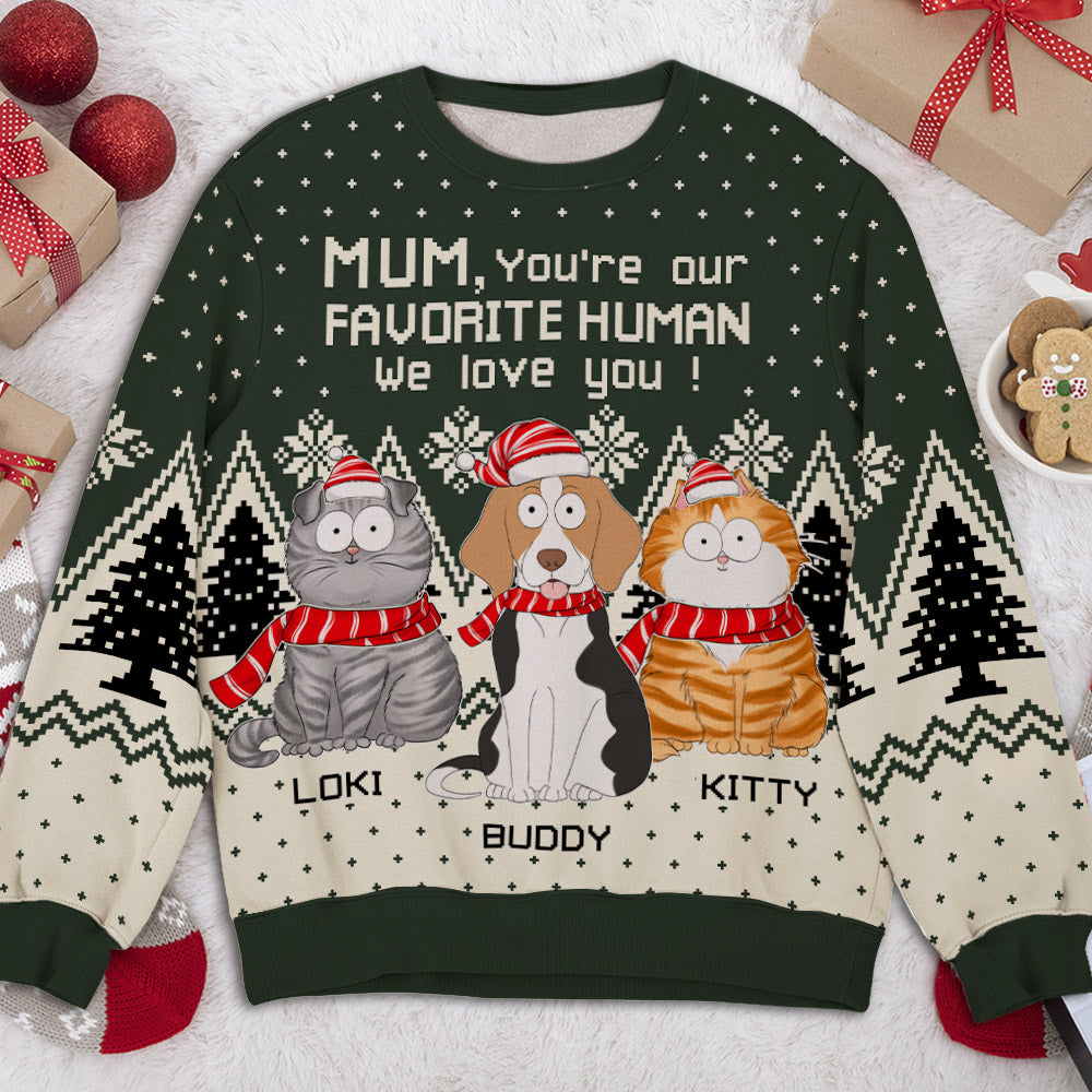 Personalized Custom 'You Are My Favorite Human' All-Over-Print Sweatshirt for Pet Lovers