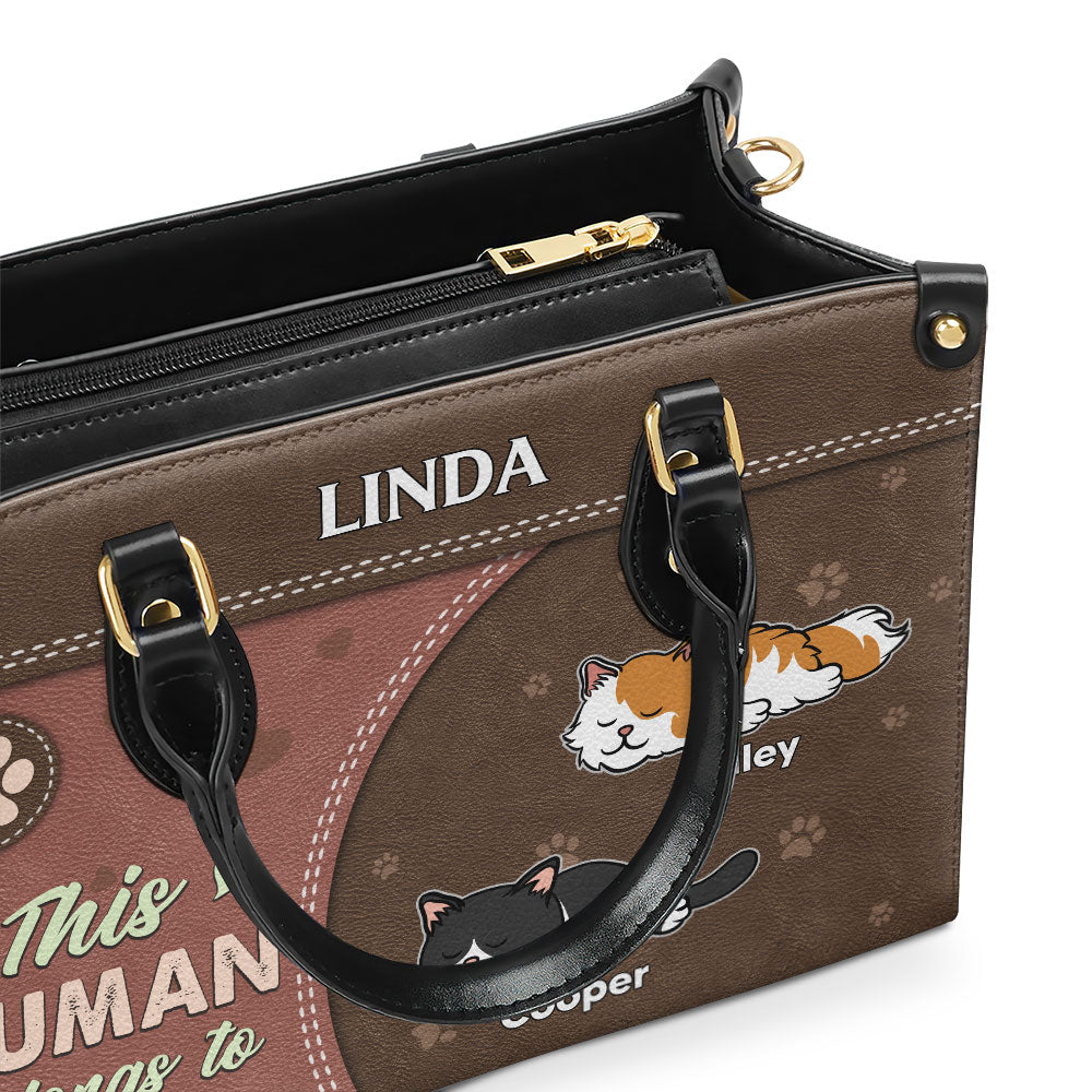Personalized Custom Leather Bag: 'This Human Belongs To' - Show Your Love for Fur Babies