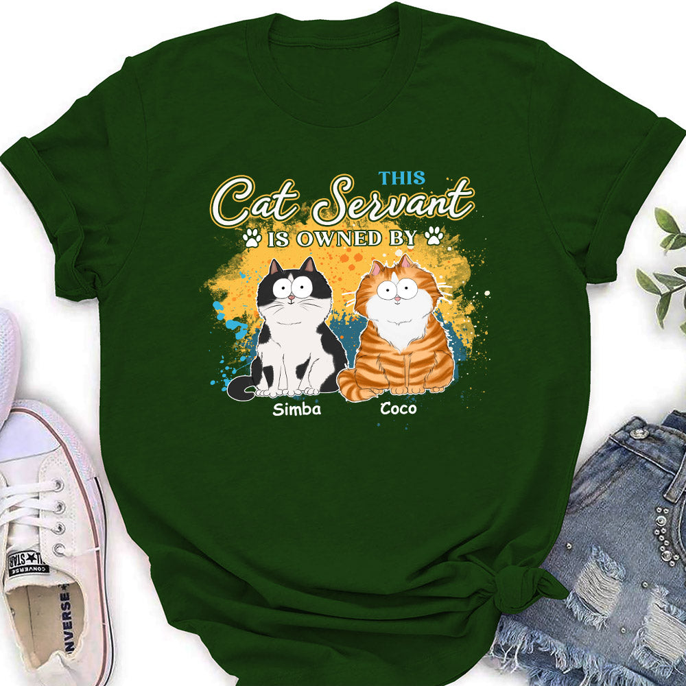 Personalized 'Cat Servant' Women's T-shirt - Ideal Gift for Pet Lovers