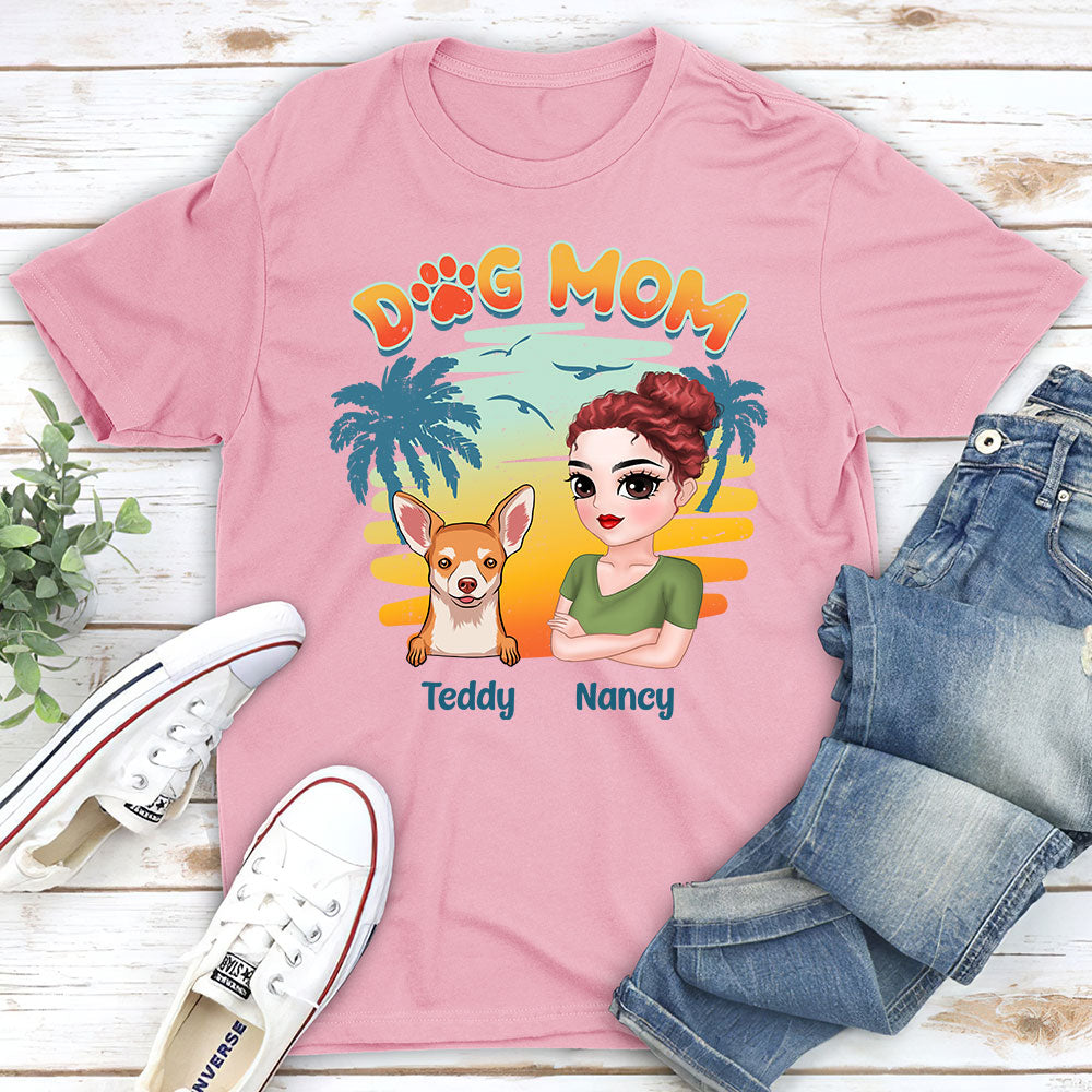 Personalized Custom Unisex Dog Mom Gradient T-shirt - Ideal Gift for Pet Lovers