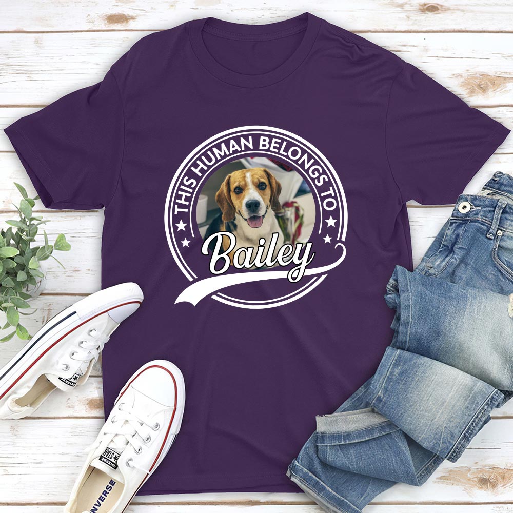 Personalized Custom Unisex 'Human Belongs To' Photo T-shirt - Ideal Gift for Pet Lovers