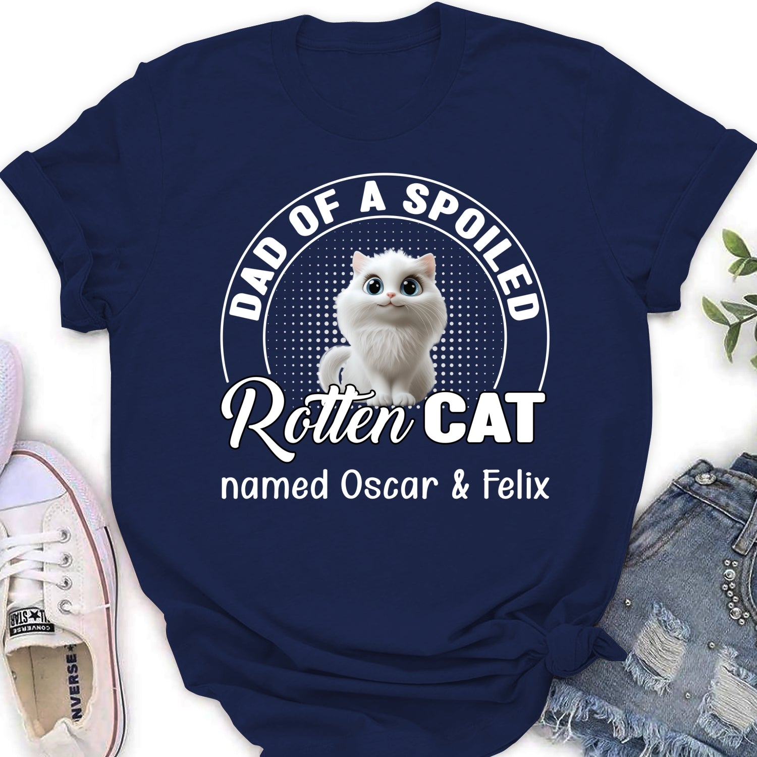 Customizable Spoiled Rotten Cat Chibi Cartoon Women's T-shirt - Ideal Gift for Pet Lovers