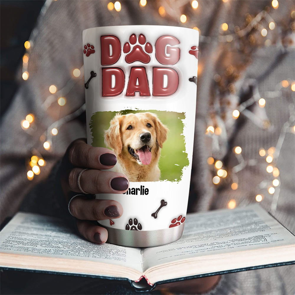 Personalized 3D Inflated Effect Tumbler with Handsome Dog Daddy Photo - Ideal for All Occasions