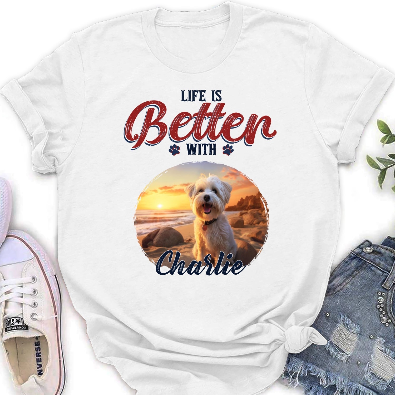 Personalized Custom Women's T-shirt: A Perfect Photo Keepsake for a Better Life with Your Dog