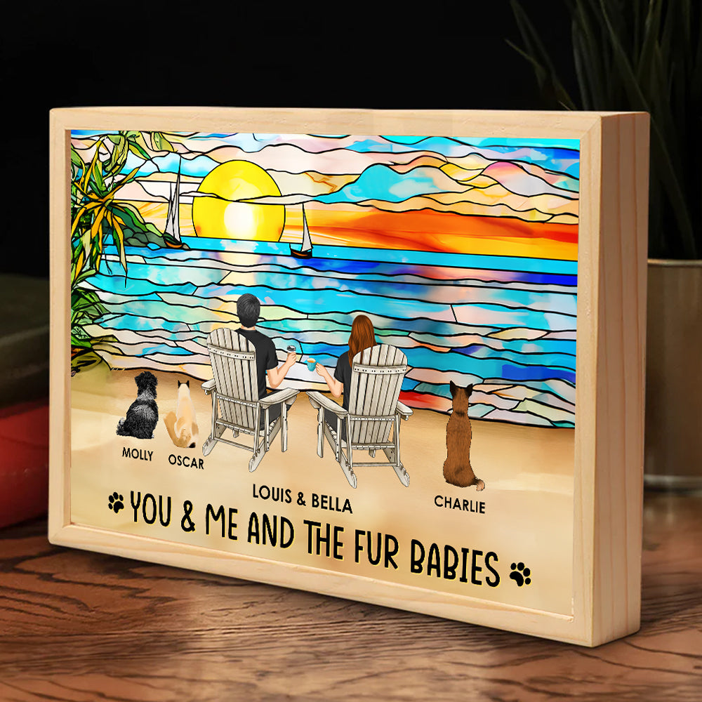 Personalized You, Me, and Our Fur Babies Frame Light Box - Unique Home Decor
