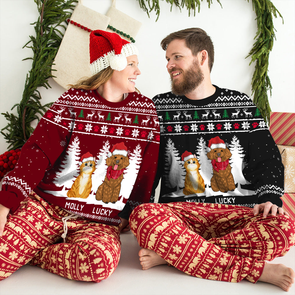 Customizable Winter Pet All-Over Print Sweatshirt: Ideal Gift for Pet Lovers