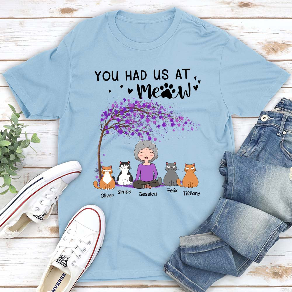 You Had Me At Meow Cartoon Personalized Unisex T-shirt - Ideal Gift for Pet Lovers