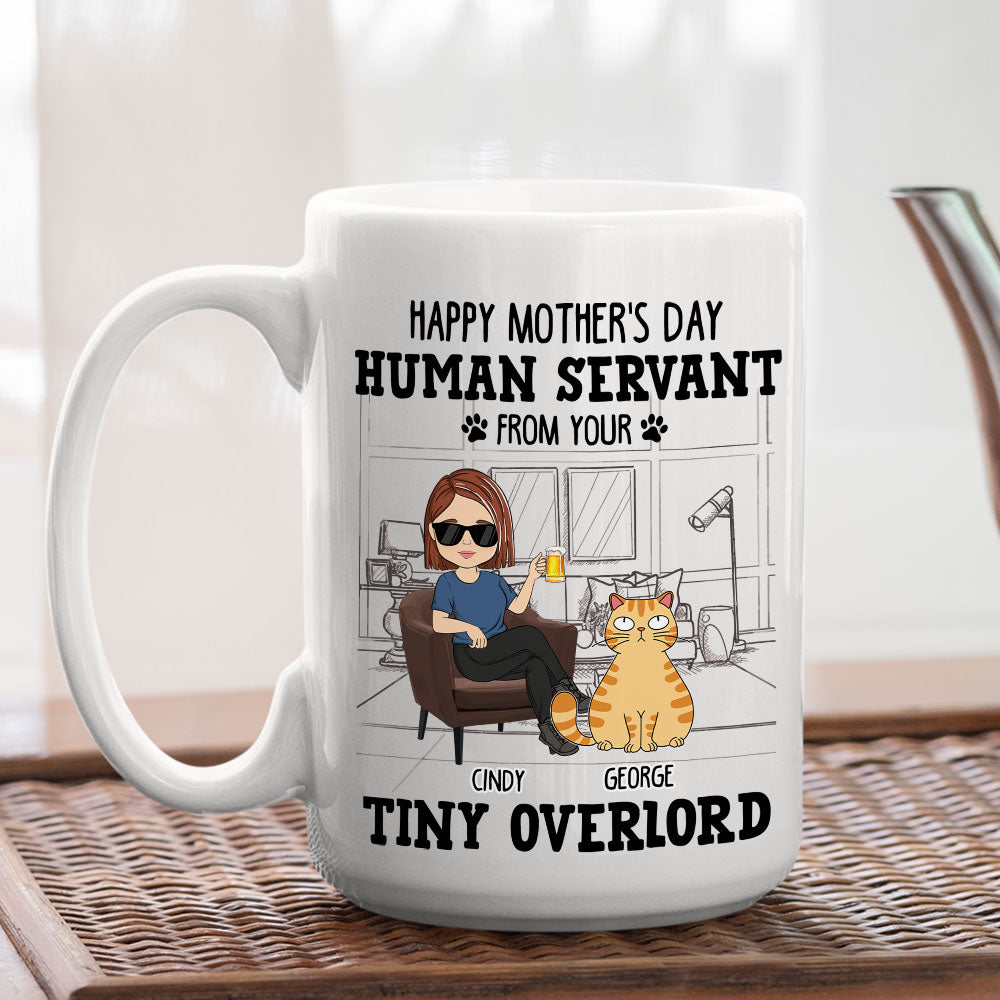 Customizable Personalized Coffee Mug: A Human Servant Gift for Cat Lovers