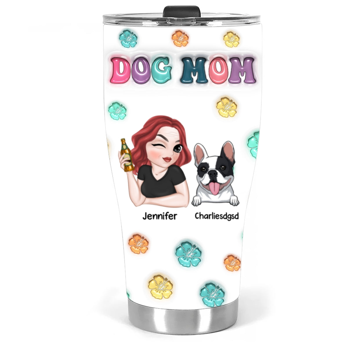 Personalized 3D Inflated Effect Tumbler for Dog Moms in Summer