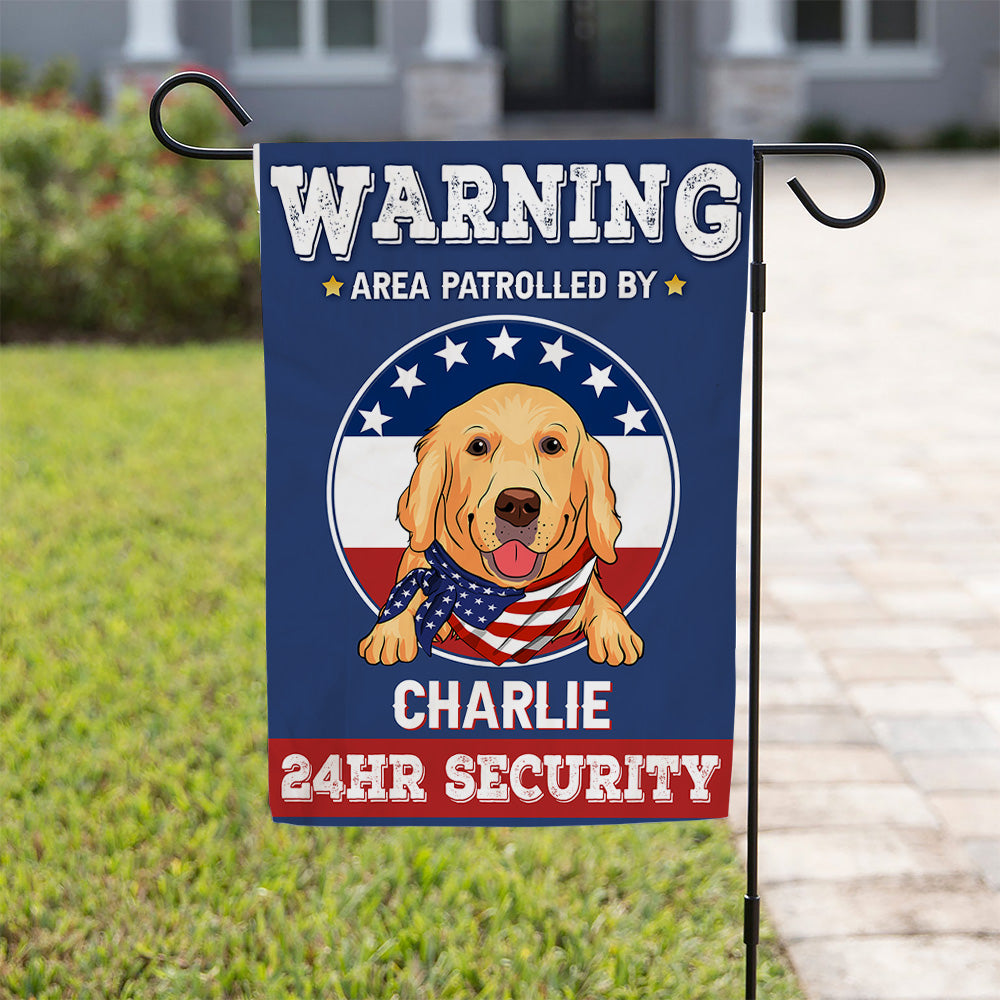 Personalized Custom 'Warning: Area Patrolled By Dogs' Garden Flag