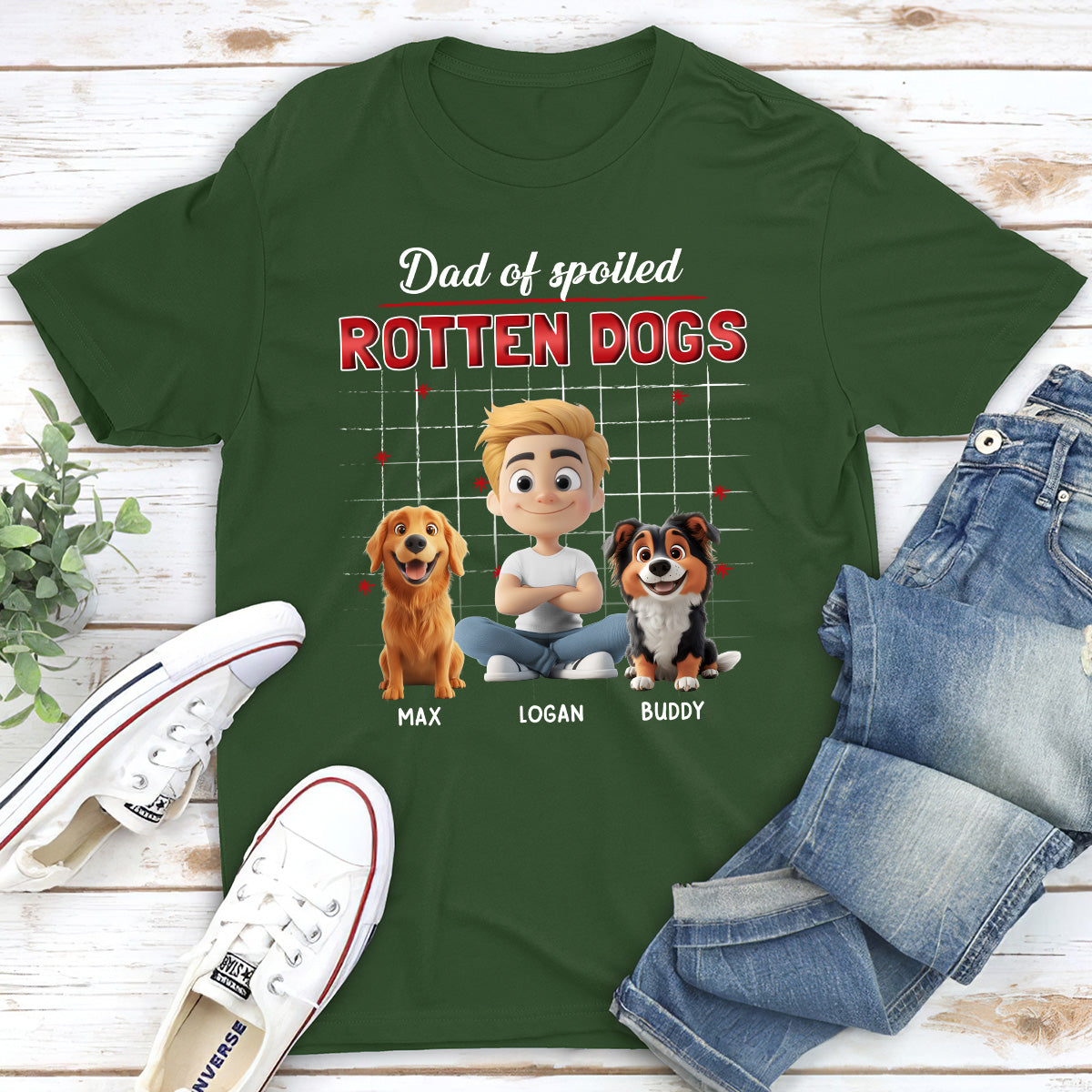 Personalized Custom Unisex Best Dog Cartoon Mom Dad T-shirt - Ideal Gift for Pet Lovers