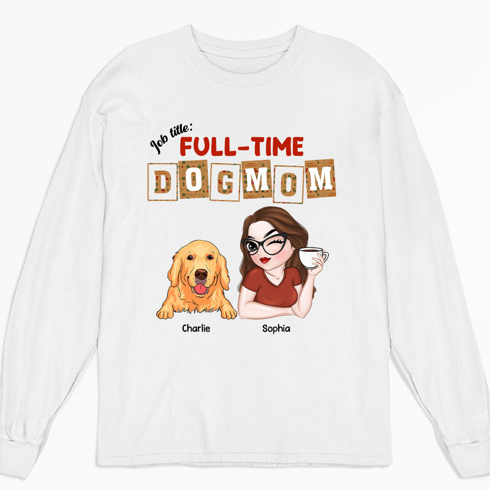 Personalized Full-Time Dog Mom & Dad Christmas Long Sleeve T-Shirt