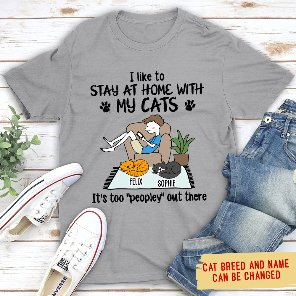Personalized Custom Unisex 'Stay At Home With Cats' T-shirt - Ideal Gift for Cat Lovers