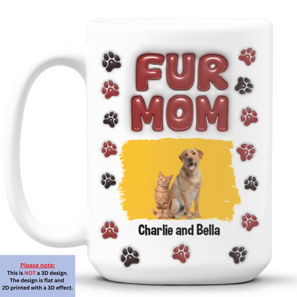 Personalized 3D Inflated Effect Lovely Fur Mama Photo Mug