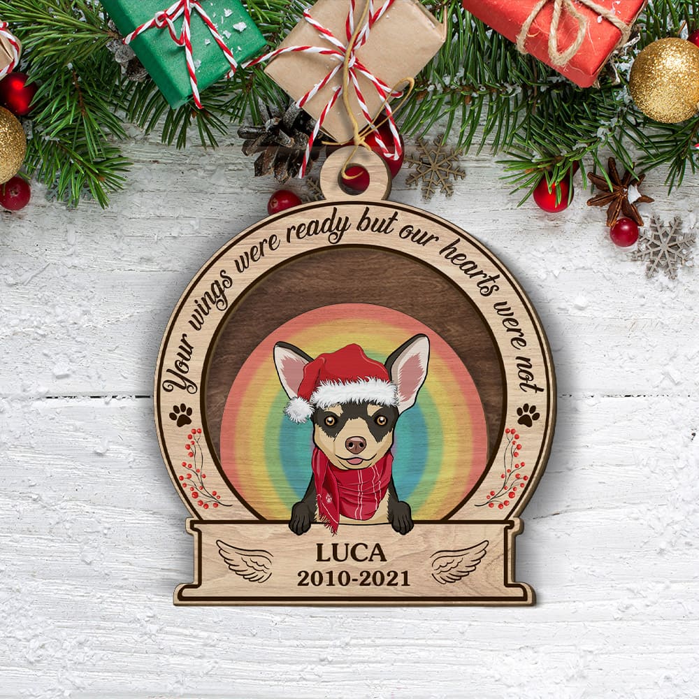 Personalized 2 - Layered Wood Ornament: Your Wings Were Ready - Ideal Gift for Pet Lovers