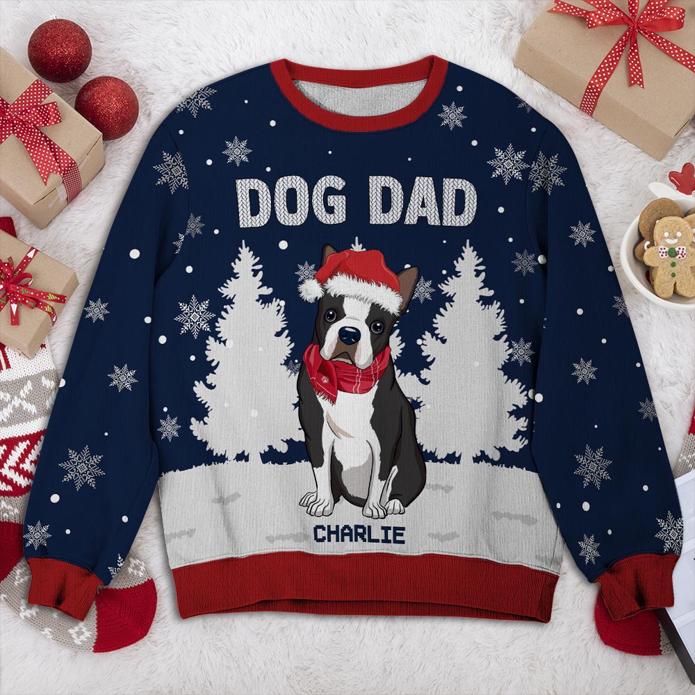 Customizable Dog Dad Winter All-Over-Print Sweatshirt - Ideal Gift