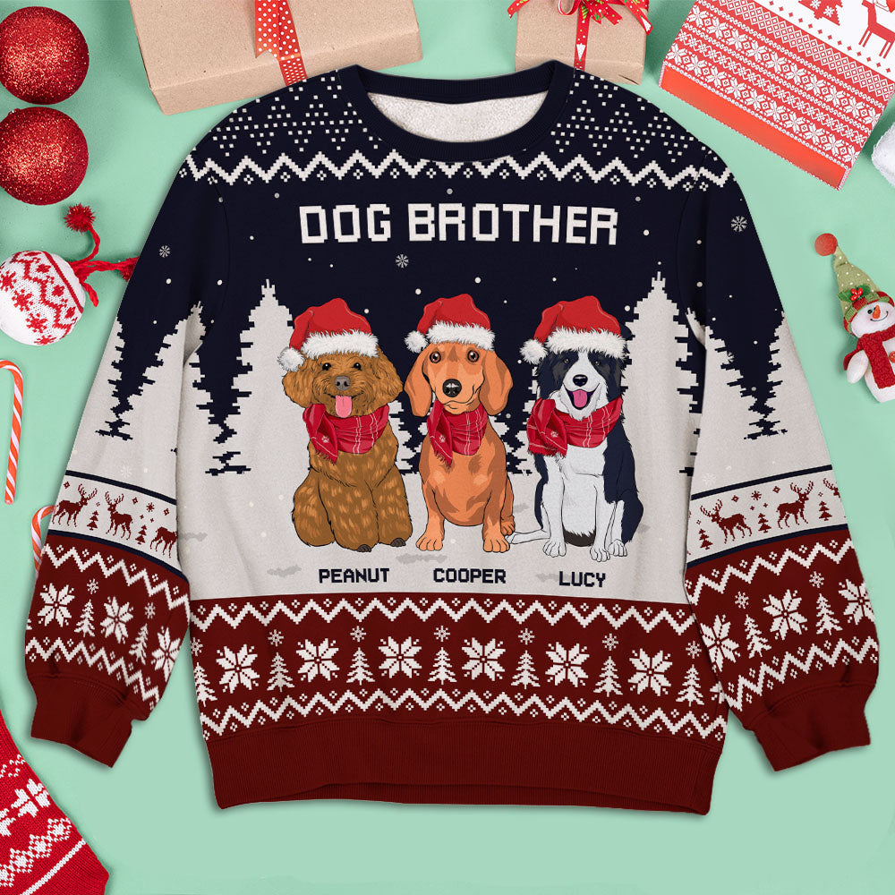 Personalized Custom Dog Brother/Sister Snowflake All-Over-Print Kids Sweatshirt