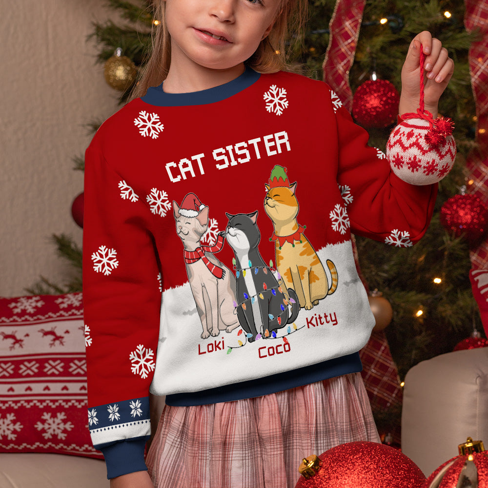 Personalized Custom All-Over-Print Cat Chilling Sweatshirt for Kids
