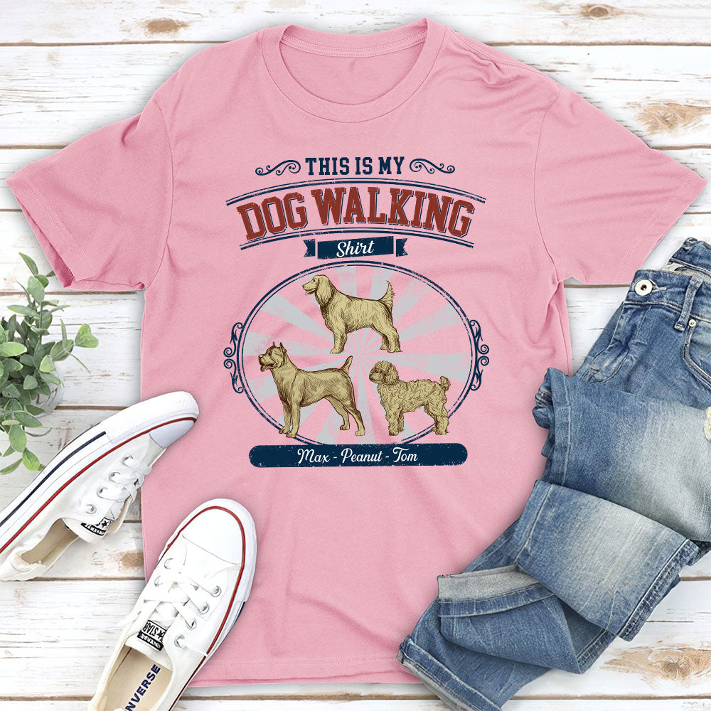 Personalized Vintage Dog Walking Unisex T - shirt: Ideal Gift for Pet Lovers