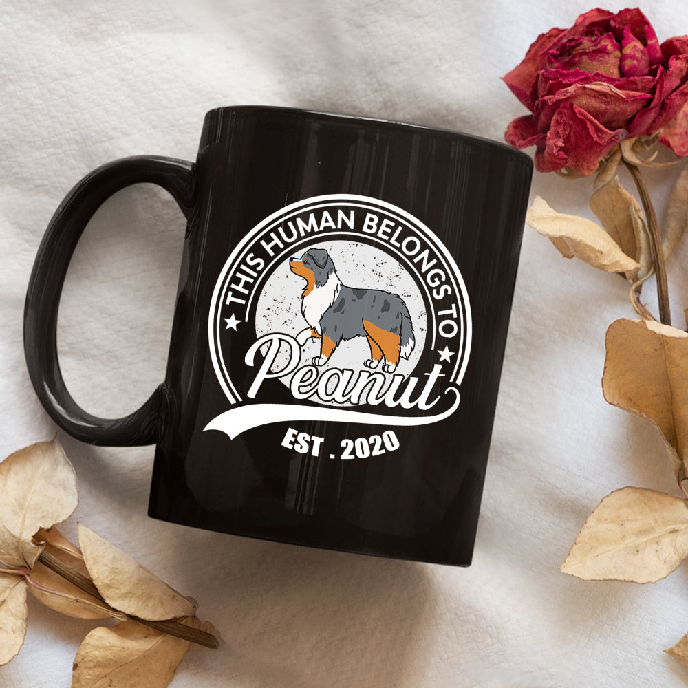 Personalized Custom 'Human Belongs To Dog' Coffee Mug - Ideal Gift for Pet Lovers