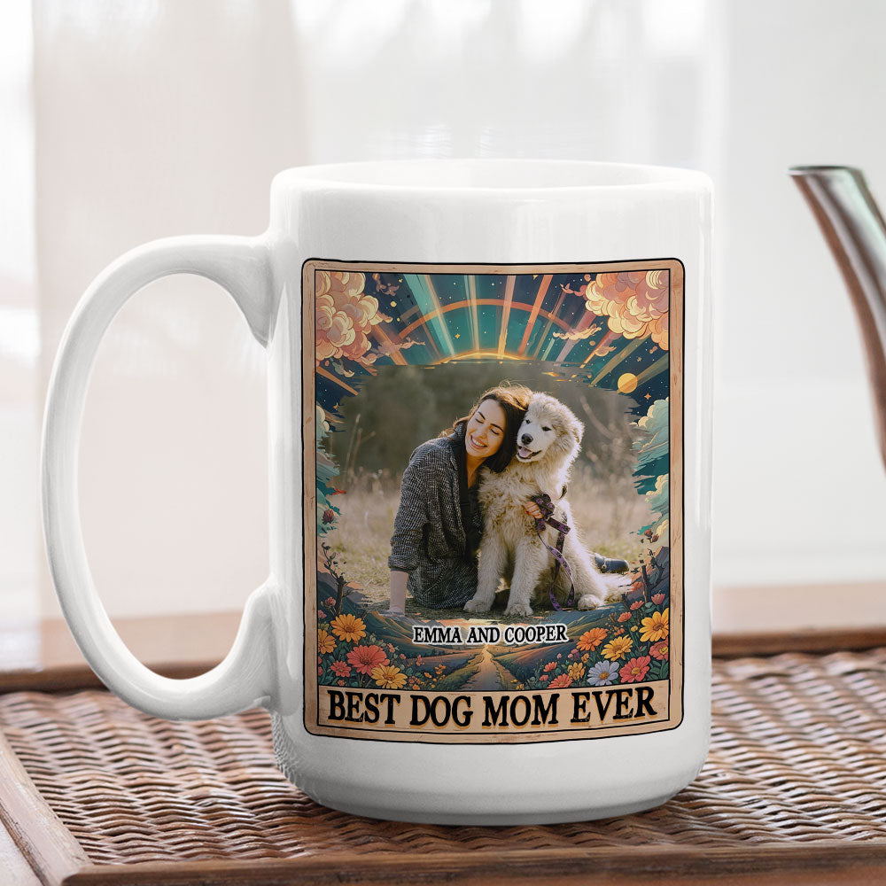 Personalized Tarot Dog Mom Photo Coffee Mug - Unique Customized Gift