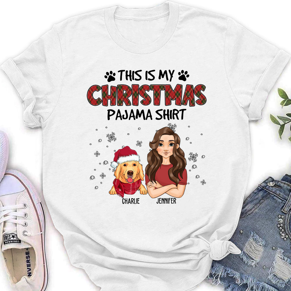 Customizable Christmas Pawjama Women's Personalized T-shirt - Ideal Gift for Pet Lovers