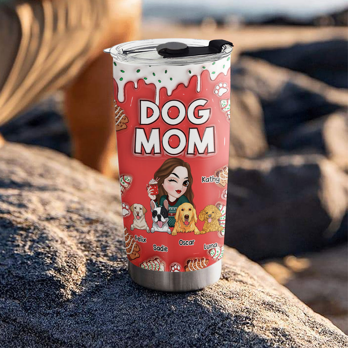 Personalized 3D Inflated Effect Christmas Tumbler for Dog Moms