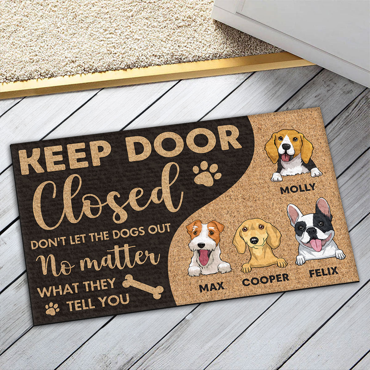 Personalized Custom Doormat: Keep Dogs In, Welcome Guests With Love