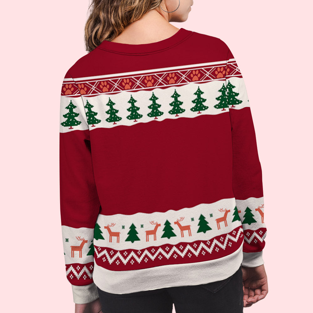 Personalized Paw Winter All-Over Print Sweatshirt - Ideal Gift for Pet Lovers