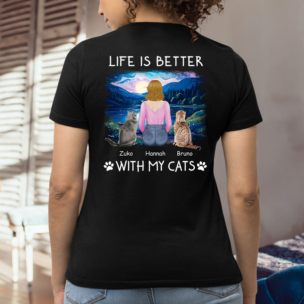 Personalized Custom Women's 'Better With Cats' T-shirt - Ideal Gift for Pet Lovers