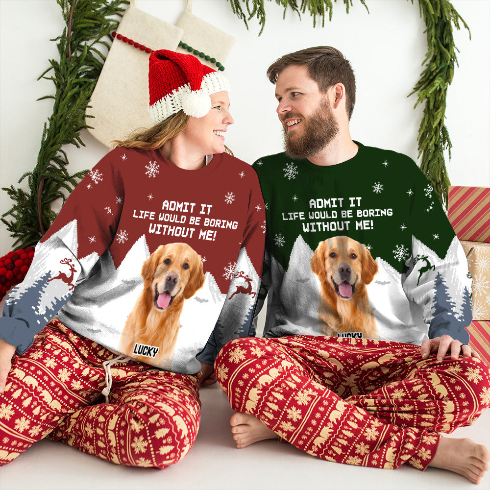 Personalized Snowy Pet Photo All-Over-Print Sweatshirt - Ideal Gift for Pet Lovers