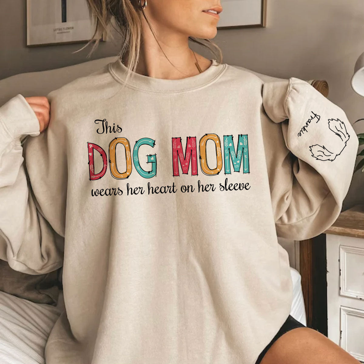 Personalized Dog Mom and Dad Hearts-on-Sleeve Custom Sweatshirt