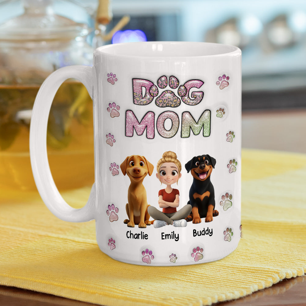 Personalized 3D Inflated Effect Chibi Dog Mom Mug