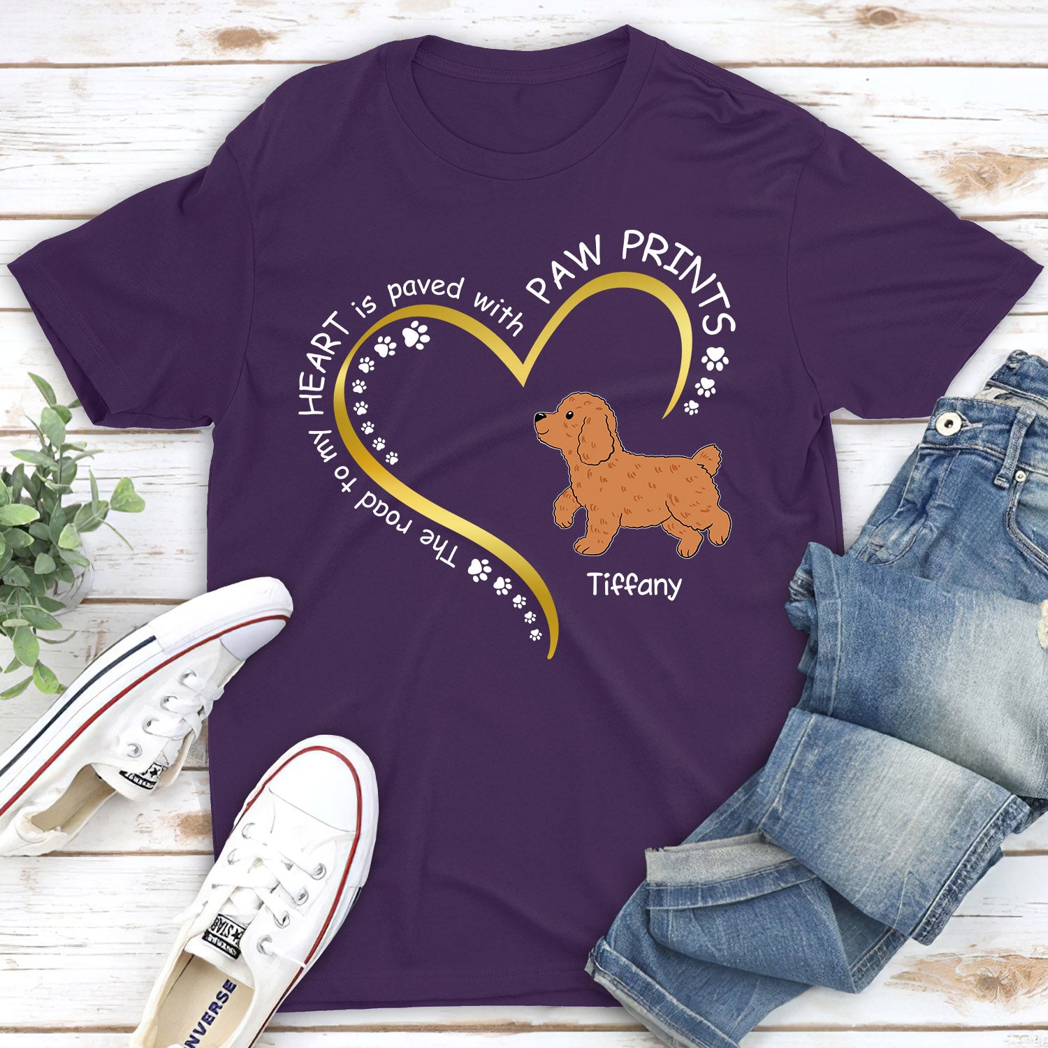 Personalized Road To Heart Walking Dog Unisex T-shirt - Ideal Gift for Pet Lovers