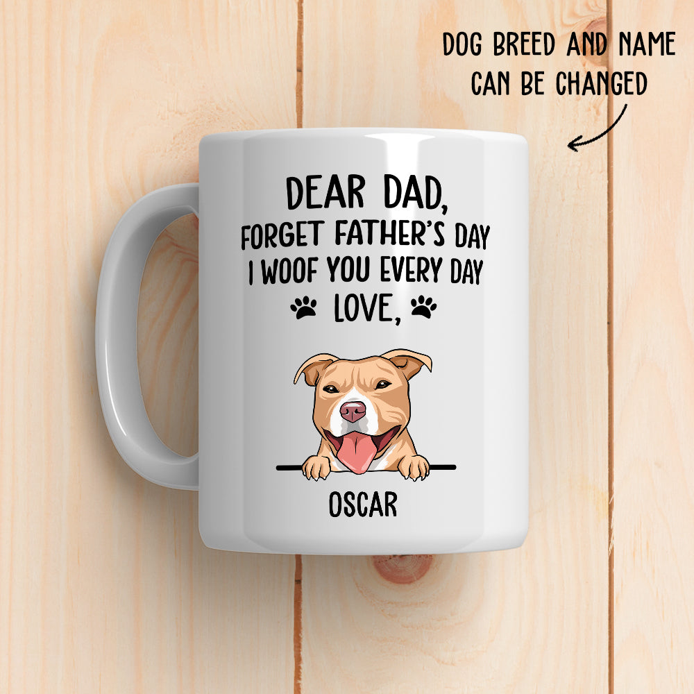 Personalized 'I Woof You Dog Dad' Custom Coffee Mug - Ideal Gift for Pet Lovers