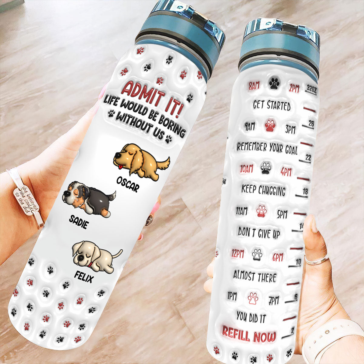 Personalized 3D Inflated Effect Water Tracker Bottle - Version 2: A Must - Have for Excitement