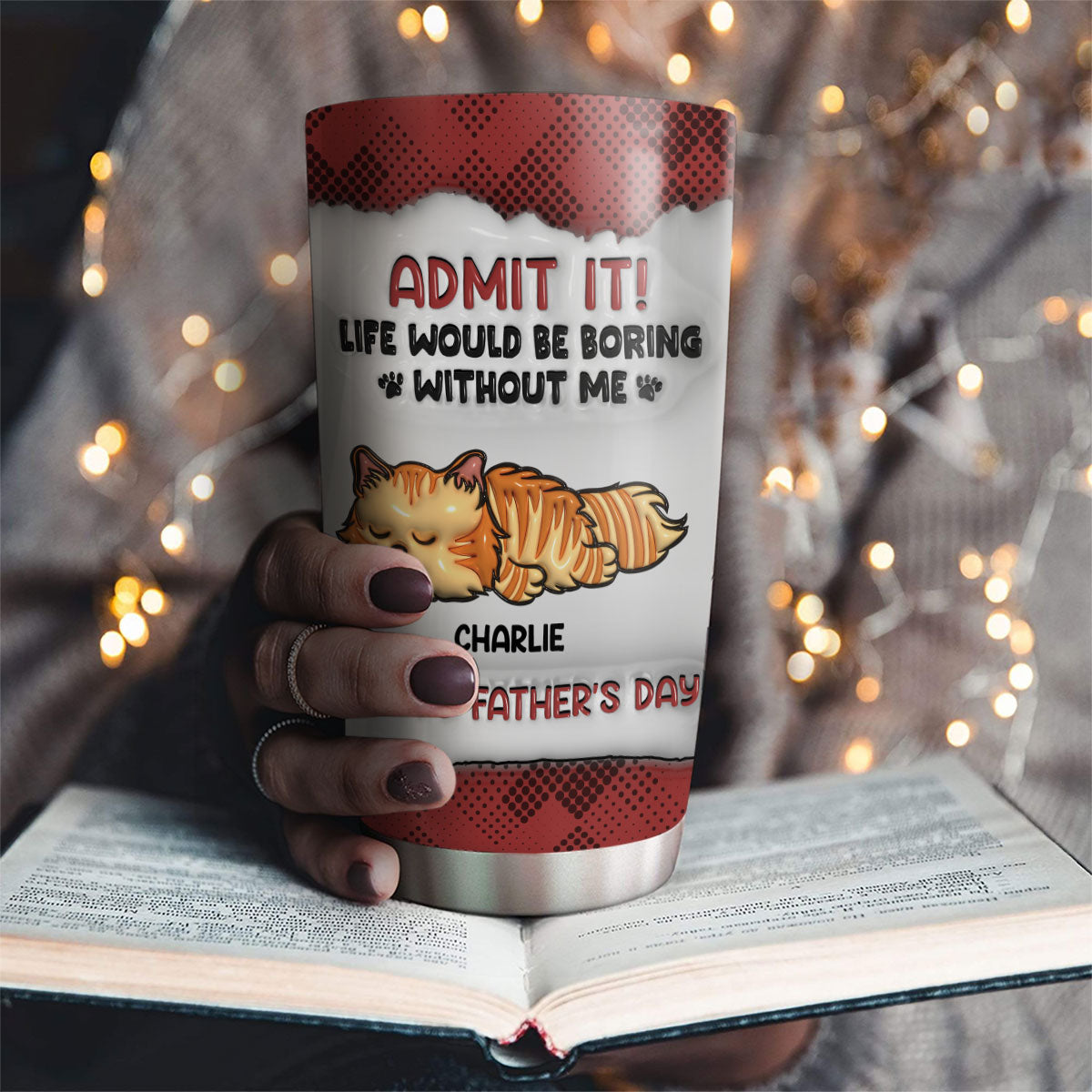 Admit It - Customizable 3D Inflated Effect Cat-Themed Tumbler