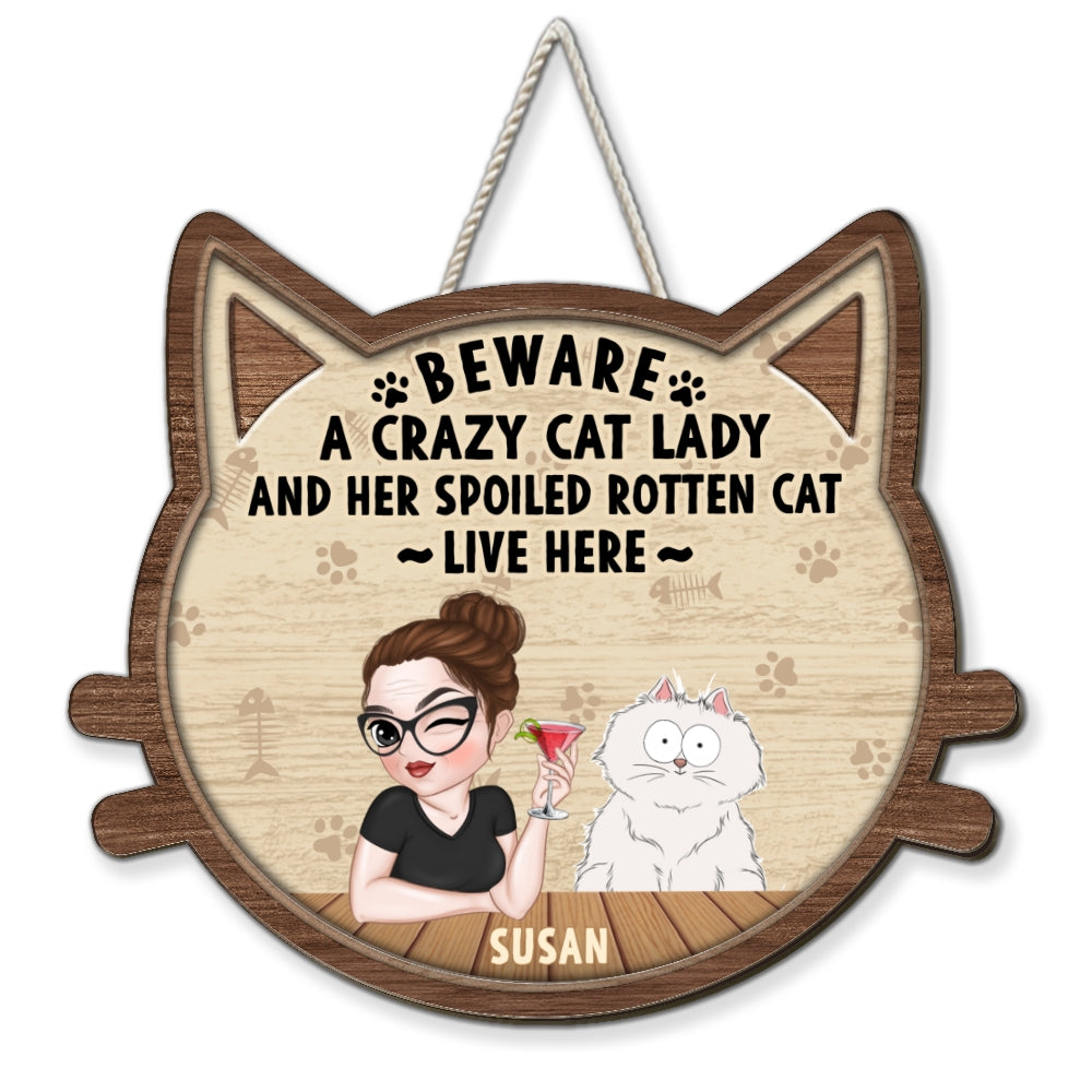 Personalized Custom Wood Sign - Crazy Cat & Cat Lady Delight