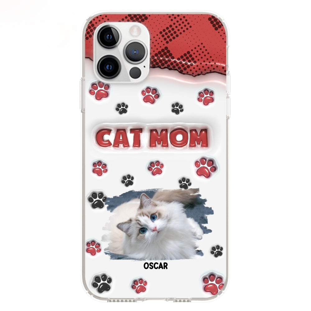 Personalized Cat Mom 3D Inflated Effect Custom Phone Case