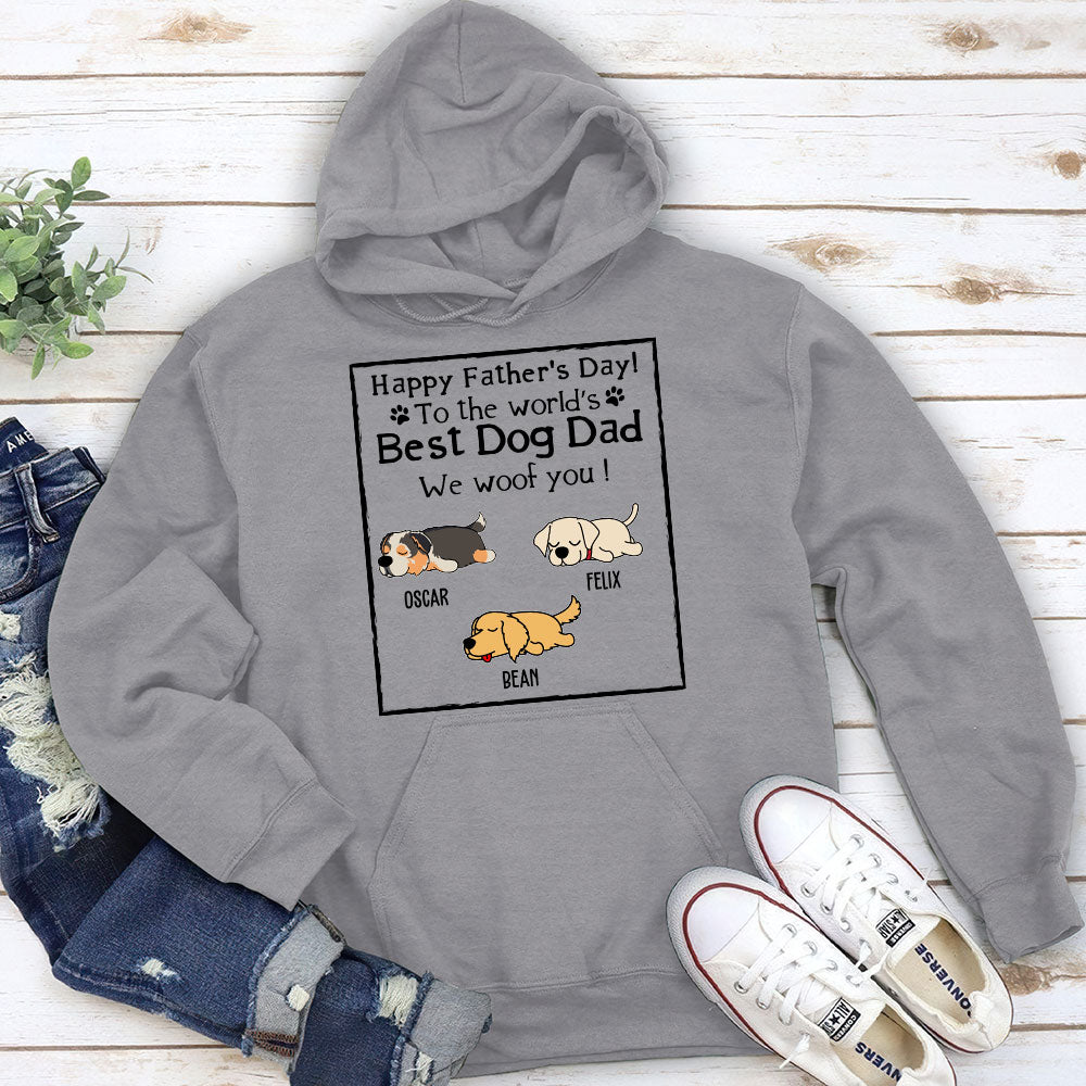 Woof Best Dog Dad Personalized Custom Hoodie - Ideal Gift for Dog Lovers
