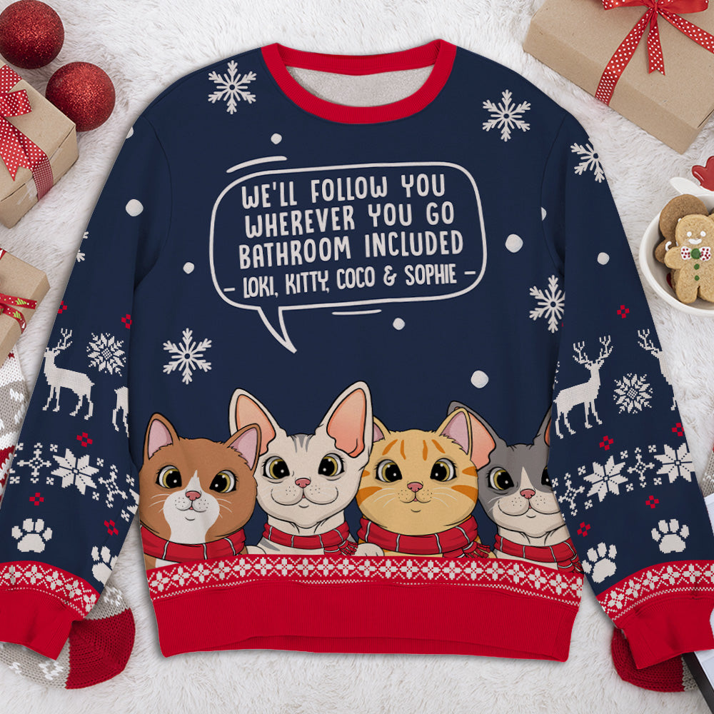 Personalized Cat - Following All - Over Print Sweatshirt: Ideal Gift for Pet Lovers