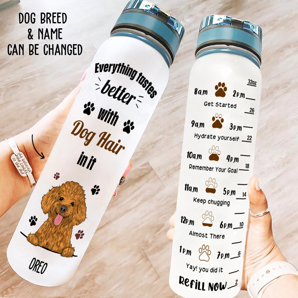 Personalized Dog Hair Custom Time - Marked Water Tracker Bottle