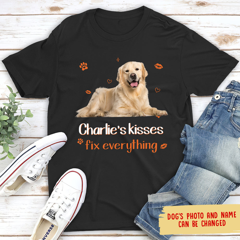 Customizable Dog Kisses Unisex Personalized Photo T-shirt for Pet Lovers