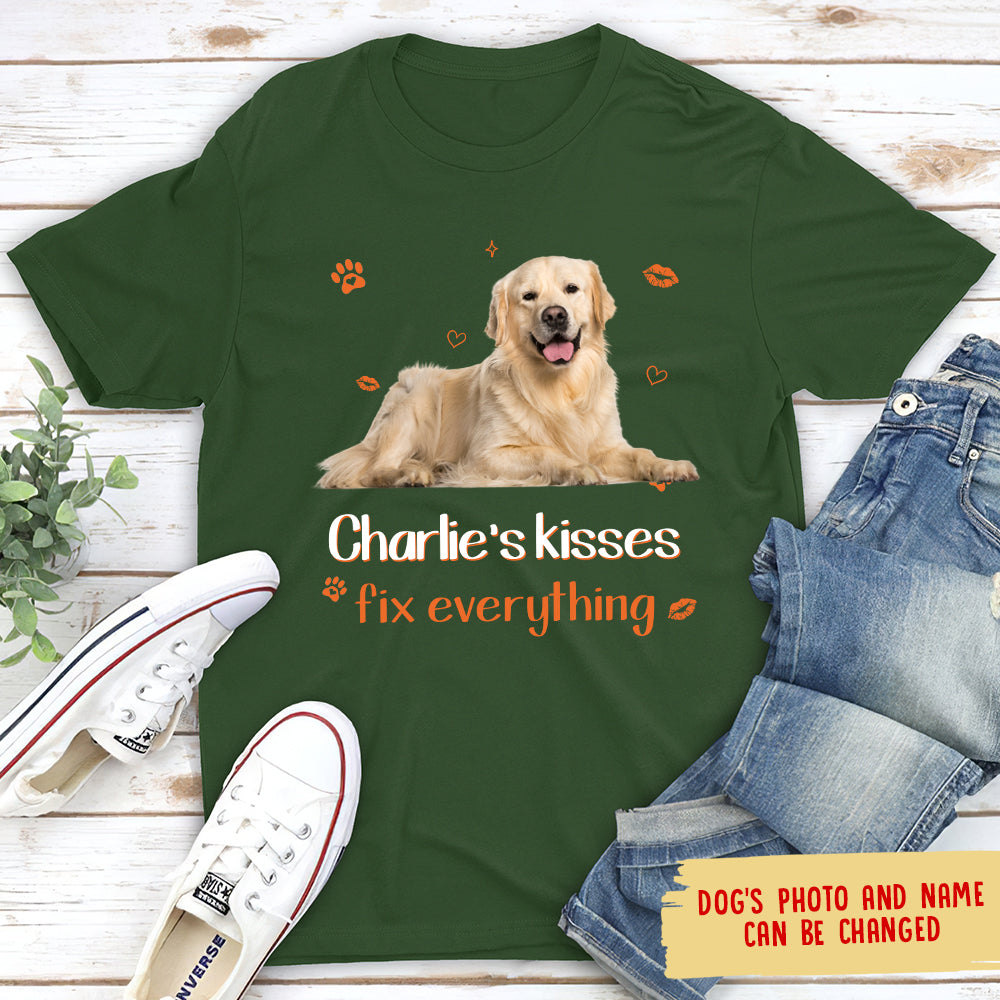 Customizable Dog Kisses Unisex Personalized Photo T-shirt for Pet Lovers