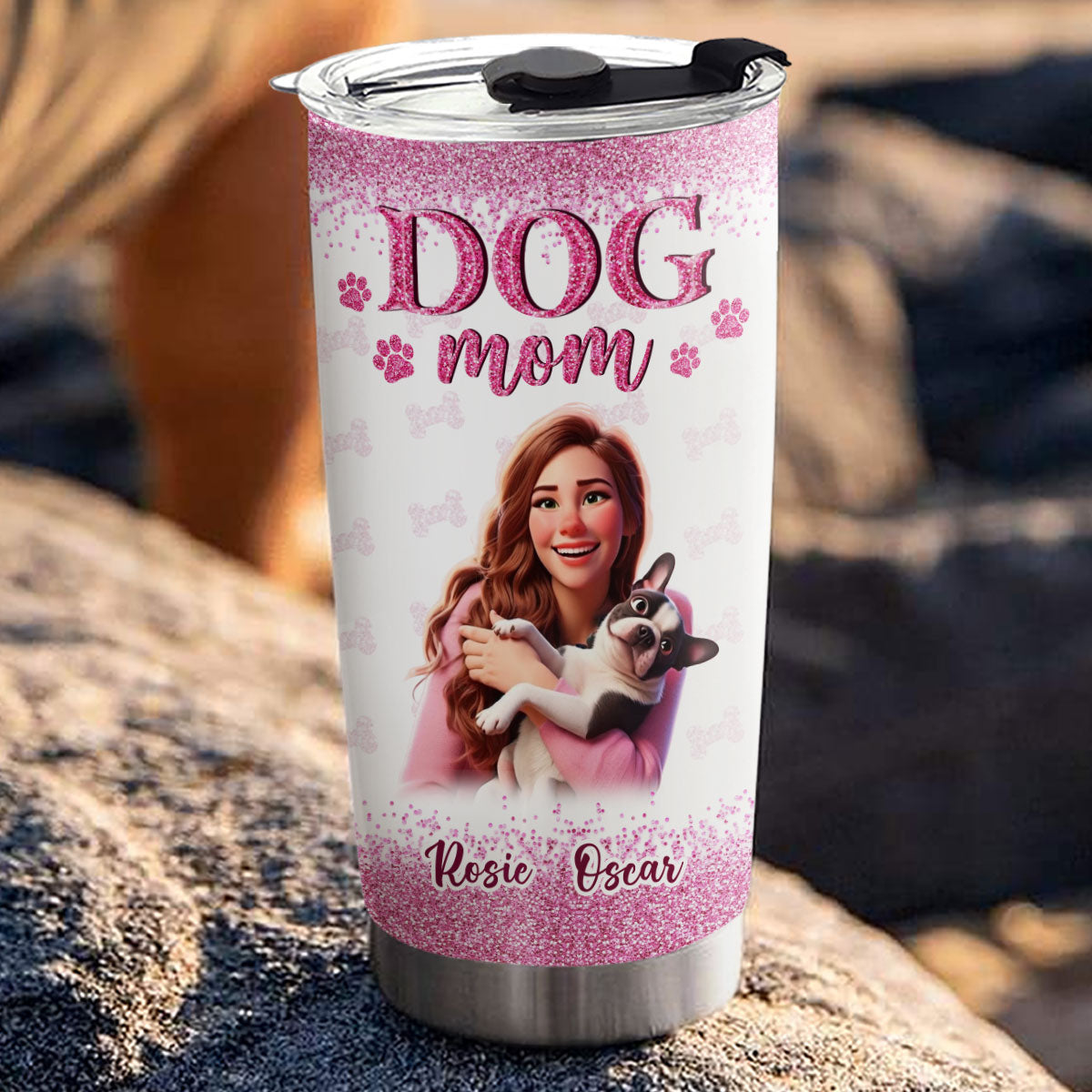 Personalized Dog Mom Cartoon Style Tumbler - Ideal for Every Occasion