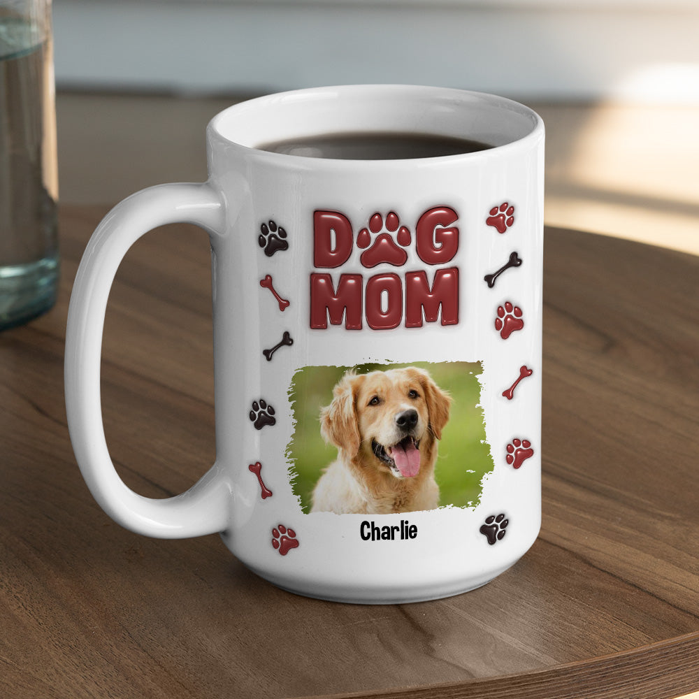 Personalized 3D Inflated Effect Lovely Dog Mama Photo Mug