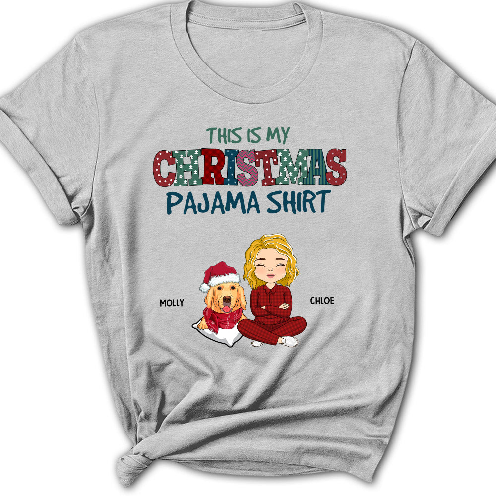 Personalized Christmas Dog Pajama Design Women's T-shirt - Ideal Gift for Pet Lovers