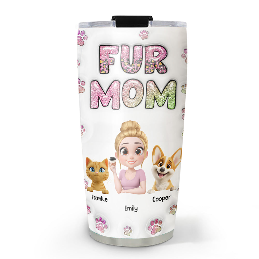 Fur Mom Chibi Version 2 Personalized 3D Inflated Effect Custom Tumbler - Ideal for All Occasions